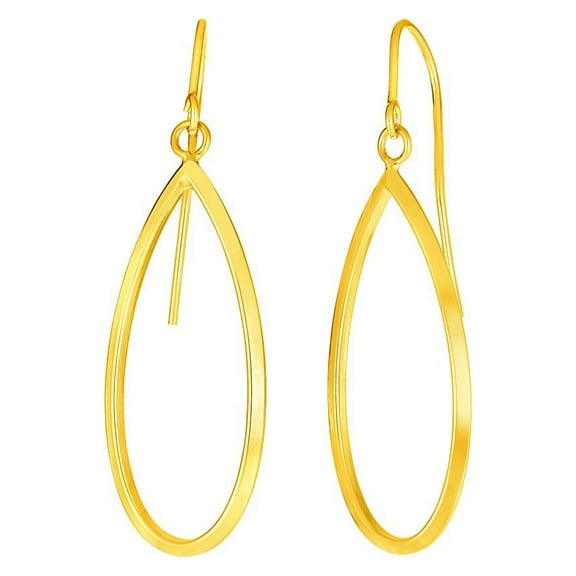14k Yellow Gold Earrings with Polished Open Teardrop Dangles