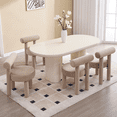 thumbnail image 5 of Guyou Velvet Dining Chairs - Set of 6, Modern Upholstered Armless Side Chairs with Open Back, 21.5" Wide for Dining Room & Vanity, Khaki, 5 of 7