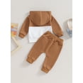 thumbnail image 4 of Liacowi Baby Boys Fall Outfits Long Sleeve Contrast Color Hoodie Pullvoer Top Elastic Waist Sweatpants 6M 12M 18M 2T 3T Infant Clothes 0-3T, 4 of 8