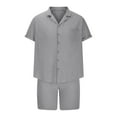 thumbnail image 3 of Men's Summer Clothing Men's Sports Suit Slim Fitting Short Sleeved Lapel Pocket Shorts Casual Beach Vacation Two-Piece Set Beach Outfits for Men, 3 of 6