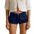 thumbnail image 3 of QATAINLAV Womens Y2k Vintage Ripped Denim Mini Shorts Low Rise Distressed Jean Shorts Summer Hot Jorts with Multi Pockets Dark Blue XL, 3 of 8