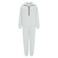thumbnail image 5 of ibuvkizy Half Zip Sweatsuits Women 2 Piece Outfit,Women's Loose Casual Sports Zipper Sweatshirt Pocket Sweatpants Two-piece Set White,S, 5 of 5