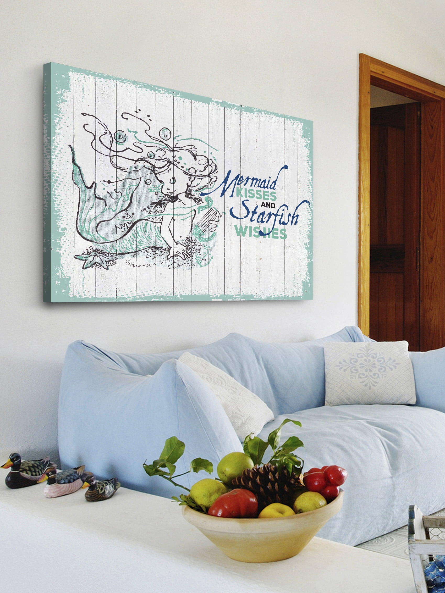 "Mermaid Kisses 2" Painting Print on Wrapped Canvas