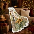thumbnail image 3 of Three Goats Behind Rustic Fence Sunflowers Watercolor Farm, Cozy Friendship Quote Scene, Warm Flannel Blanket for Living Room and Reading Nook, Art Lovers Friendship Gift, Artistic Home Decor, 3 of 9