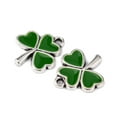 thumbnail image 2 of 50pcs Alloy Enamel Pendants Irish Shamrock Silver Green 20x17x1.5mm Hole: 2mm, 2 of 3