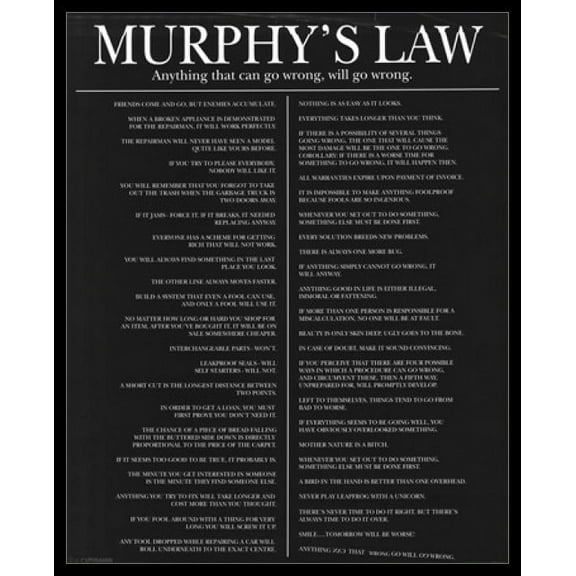 Murphy's Law Laminated & Framed Poster (16 x 20)