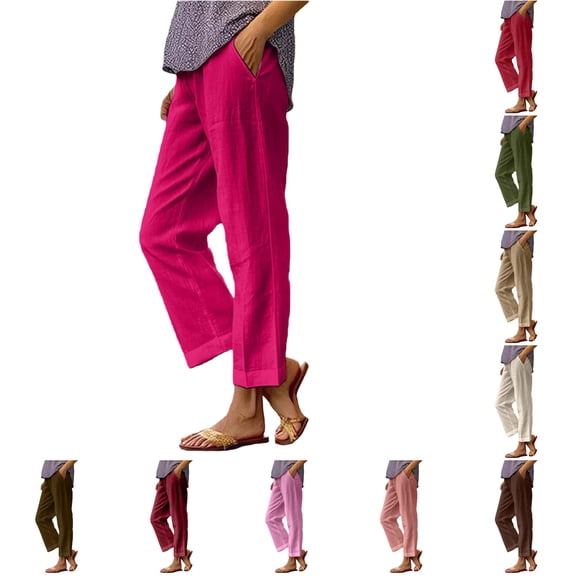 Glisme Pants For Women Lightweight Empire Waist Trousers Wide Leg Loose Fit Slacks Soft Clothing Rd3 Xl
