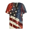 thumbnail image 2 of XWSHYW Fashion American Stars Stripes Short Sleeve Tee Loose Fit V Neck USA Flag Patriotic T Shirt Gift for Best Friend Wife Sister Mother, 2 of 5