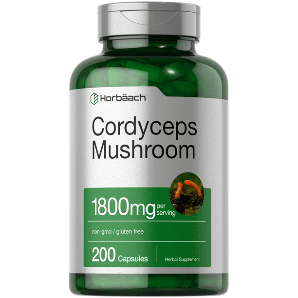 Cordyceps Mushrooms Capsules | 1800mg | 200 Count | Cordyceps Sinensis | Non-GMO Supplement | by Horbaach - Walmart.com