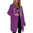 thumbnail image 2 of Zip Up Hoodies Womens Long Sleeve Long Tunic Sweatshirts Oversized Fleece Casual 2026 Fall Jacket Coat with Pocket Purple M, 2 of 7