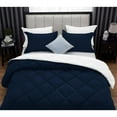 thumbnail image 6 of DNG Creations 3 Piece Reversible Diamond Pattern Comforter All Season 550 GSM - Oversized King - Size ( Navy-Blue/White Colour ) 800 Threads Count, 100% Egyptian Cotton, 6 of 7
