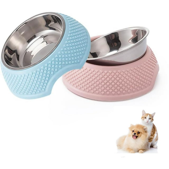 Plato Tazón de Mascotas XINYUICEAN Inoxidable Doble Propósito para Perro y Gato
