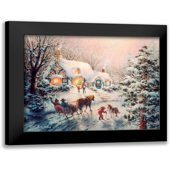 Christmas Visit 14x12 Black Modern Framed Museum Art Print Titled - Boehme, Nicky