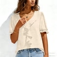 thumbnail image 5 of UAMVSH Womens Blouses Dressy Casual Short Sleeve Tunic Tops Summer Ruffle V Neck Business Work Shirts Fashion Clothing, 5 of 7
