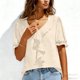 thumbnail image 4 of Camisas de Manga Corta para las Mujeres Blusa de Suéter de Cuello en V Casual para las Mujeres, Top de Estiramiento Suave para Uso Diario Y de Fiesta, 4 of 7