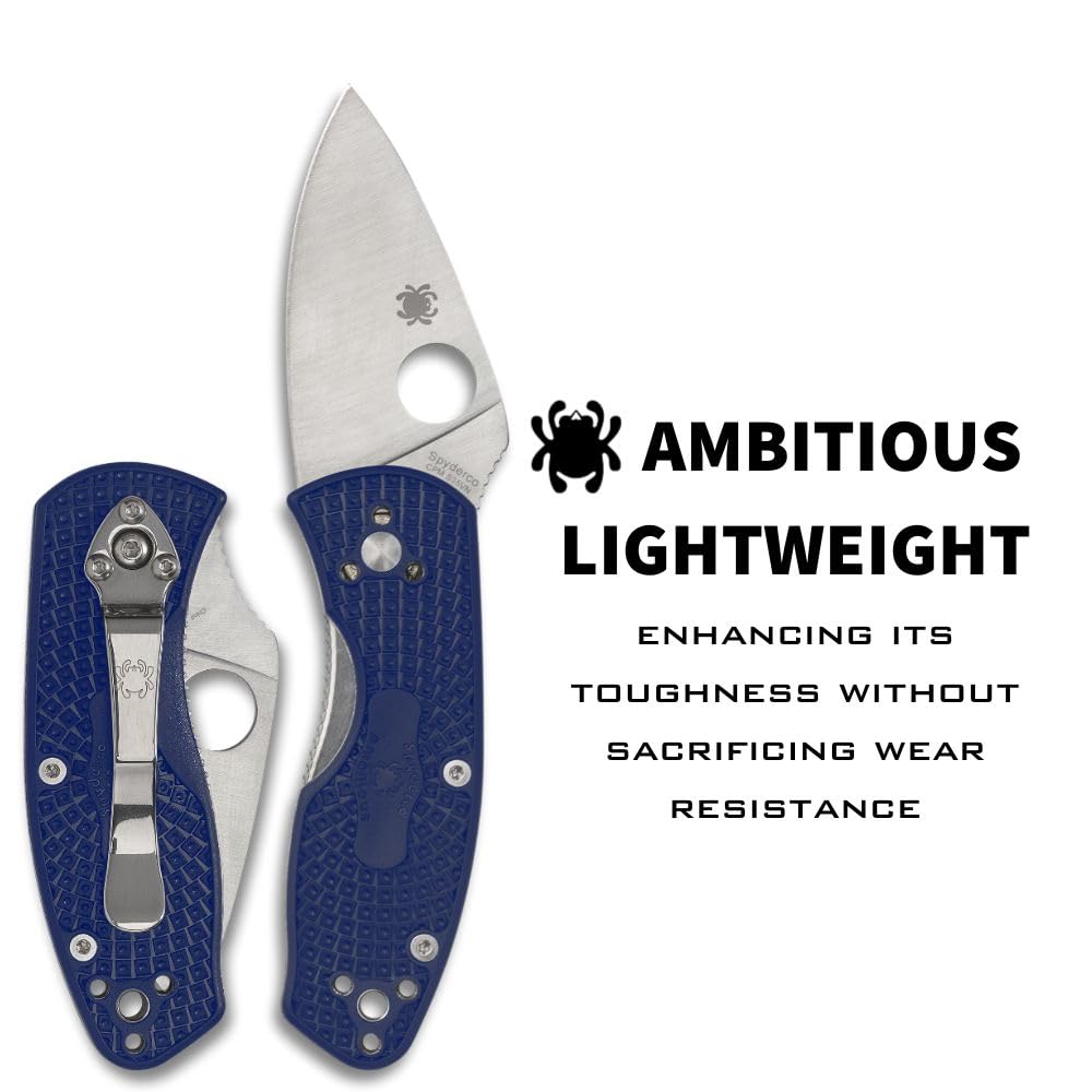 Spyderco C148SBL Ambitious 2.31" Serrated Blade Blue Handle Folding Knife