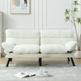 thumbnail image 2 of PORKISS 70.08" Futon Sofa Bed, Arm Sofa Couch with Adjustable Backrest & Armrests, Comfy Loveseat for Small Spaces Apartment, Modern Fabric Convertible Sleeper Sofa, Teddy Fabric, White, 2 of 10