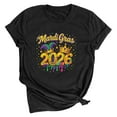 thumbnail image 6 of PNTUTB Summer 2026 Women's Mardi Gras Printed Short Sleeve Round Neck Casual Loose Comfortable T Shirt, 6 of 6