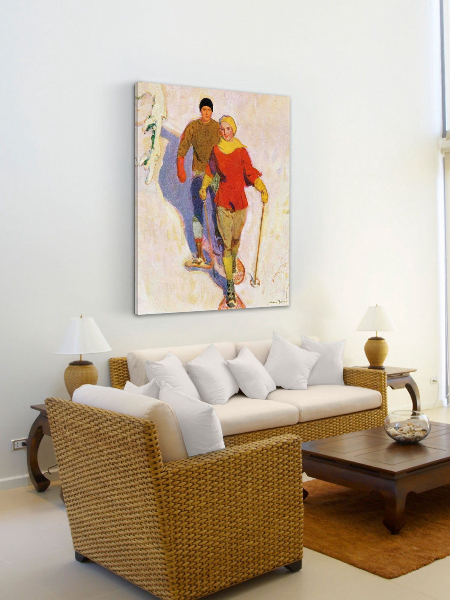 Marmont Hill Couple Wearing Snowshoes Print on Wrapped Canvas