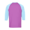 thumbnail image 5 of Gaukiv Men's Three Quarter Sleeve Shirts Contrast Henley Raglan Tees Color Block Baseball Shirts Purple S, 5 of 5