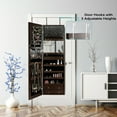 thumbnail image 4 of Gymax Wall Door Mounted Jewelry Armoire with 96 LED Lights and Makeup Rack, Brown, 4 of 10