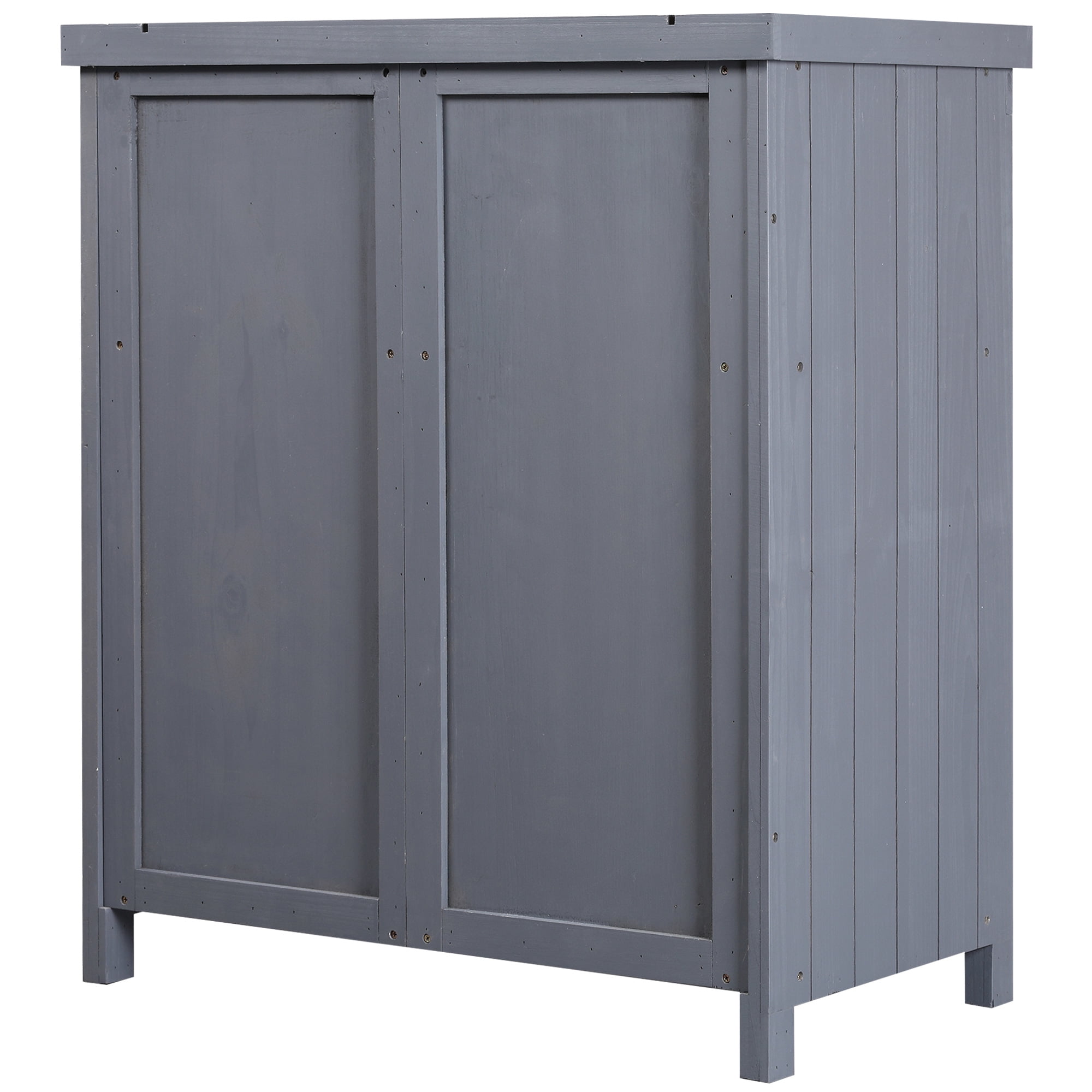 Outsunny Wooden 36.25 in x 31.5 in Garden Storage Tool Shed with Galvanized Top, Gray