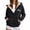 Black, variant on Fleece Zip Up Hoodies for Women Brooklyn New York Oversized Casual Hooded Jacket Retro Kangaroo Pockets Sweatshirts
