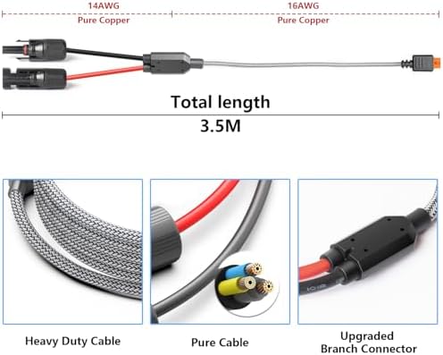 16FT Solar to XT60i Charging Extension Cable: For RC Battery Drones, Solar Generator (EcoFlow River Delta Plus Pro Max, Anker SOLIX 767) - Garden & Patio
