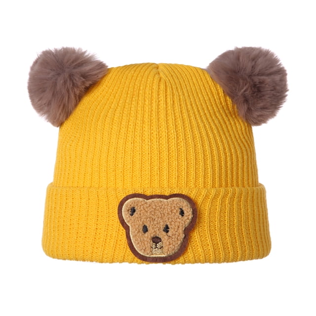 Faithtur Baby Winter Hat Cute Bear Pattern Knit Beanie Warm Cap for Infant Newborn Cold Weather Accessories