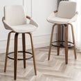 thumbnail image 2 of FOWEOAIU Bar Stools Fabric Upholstered Adjustable Swivel Counter Stool 26"，with Footrest for Bar, Kitchen Island, Bistro, Beige (Set of 2）, 2 of 10