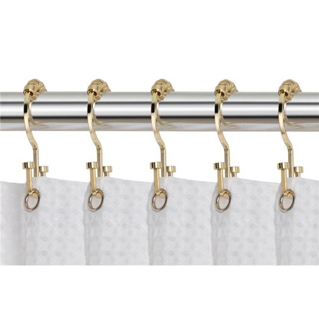Utopia Alley HK1GD Déco Plat Double Rouleau Crochets de Rideau de Douche&44; Or - Lot de 12