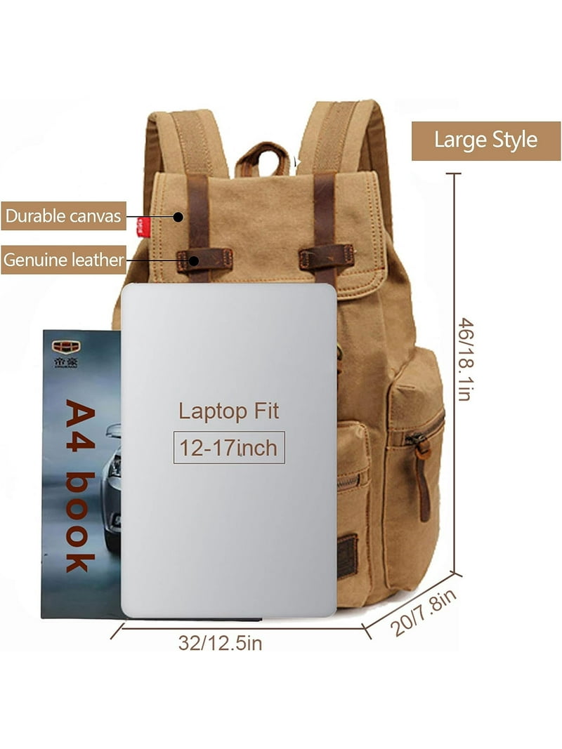 Augur High Capacity Canvas Vintage Backpack 35L - Laptop Compartment, Unisex Augur High Capacity Canvas Vintage Backpack 35L - Laptop Compartment, Unisex