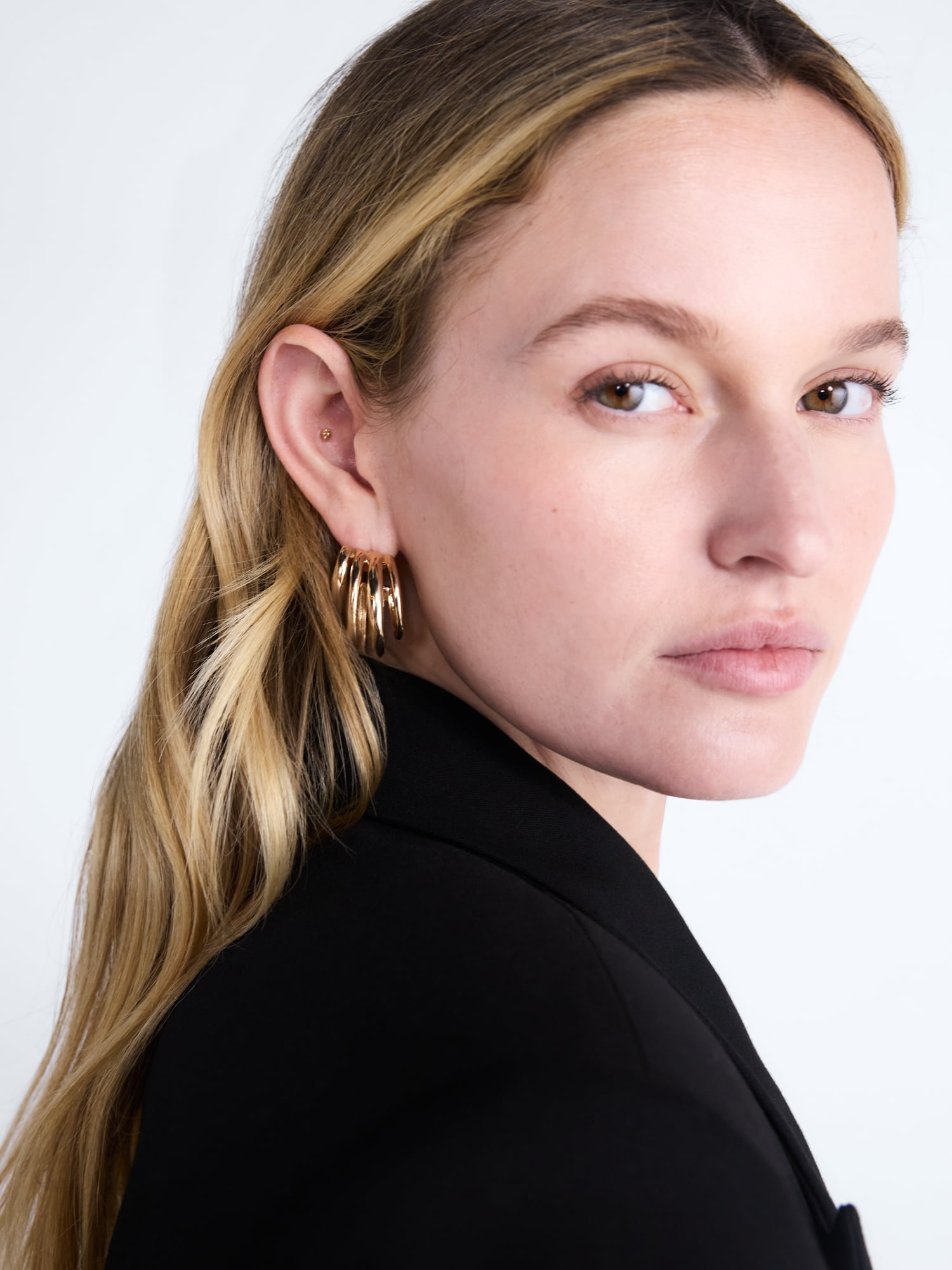 Scoop Women’s Multi Band Sculpted Hoop Earrings, 1 Pair
