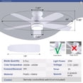 thumbnail image 4 of Ventilador de techo Wiviniya de 46 pulgadas con luces y mando a distancia, color blanco, 4 of 8
