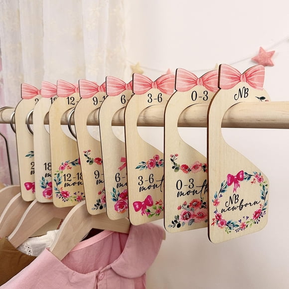 Divisores de Armario para Bebé LLUFO 8 piezas Organizador de Madera para Ropa de Niña