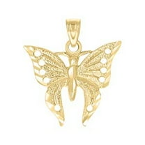 10kt Real Yellow Gold Womens Butterfly Charm Pendant
