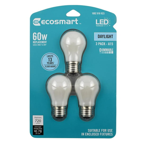 EcoSmart 60Watt Equivalent A15 Dimmable Energy Star Frosted Filament