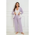thumbnail image 2 of HEARTNICE Women's Fleece Pajama Set, Cozy Plush Lounge Sleepwear Jacquard Pjs set,(Lavender+White,L), 2 of 5