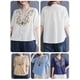 thumbnail image 3 of Blusa, Blusa suelta para mujer Bordado Media manga Tallas grandes Vintage Holiday Camisetas Meterk Beige, 3 of 7