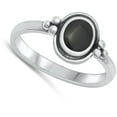 thumbnail image 4 of CHOOSE YOUR COLOR Round Halo Bali Simulated Black Onyx Ring .925 Sterling Silver Band CZ Female Size 10, 4 of 4