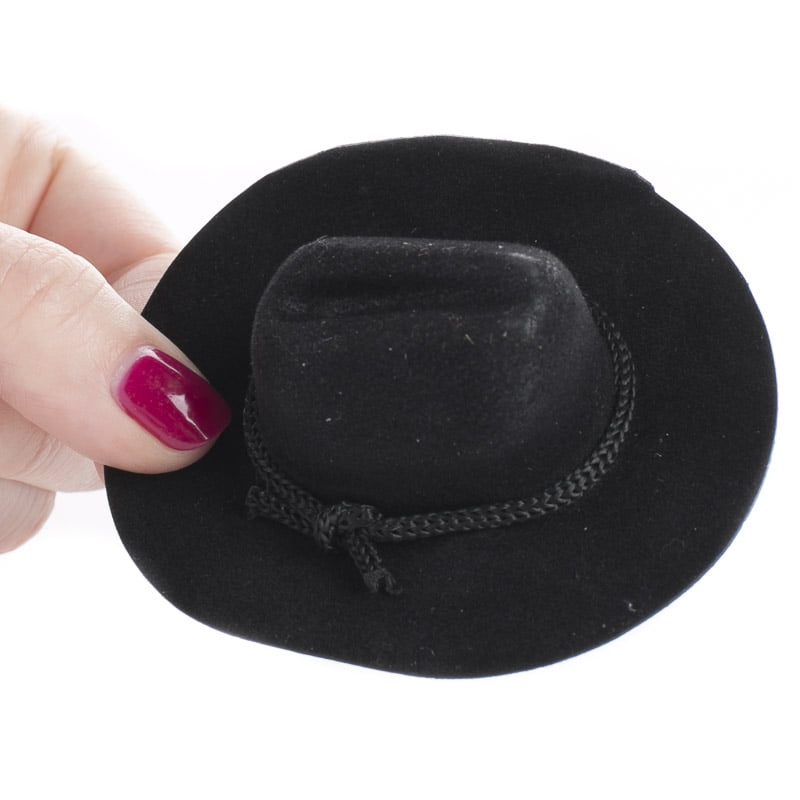 2PK Miniature Black Flocked Cowboy Hat 