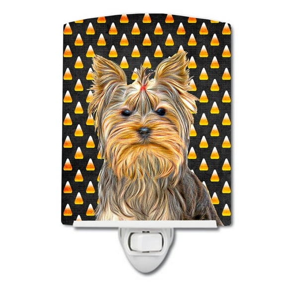 Candy Corn Halloween Yorkie / Yorkshire Terrier Ceramic Night Light