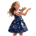 thumbnail image 5 of dmqupv Girls Patriotic Dresses Girls Dress Toddler American Flag Dresses Flutter Sleeve Patriotic Clothes Independence Day Outfits Dark Blue,3-4 Years, 5 of 6