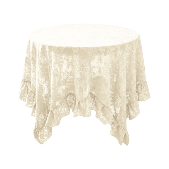 55''x39'' Ruffle Lace Rectangle Tablecloth, Sheer Floral Lace Table Cover for Christmas Wedding Holiday Home Dining Decor