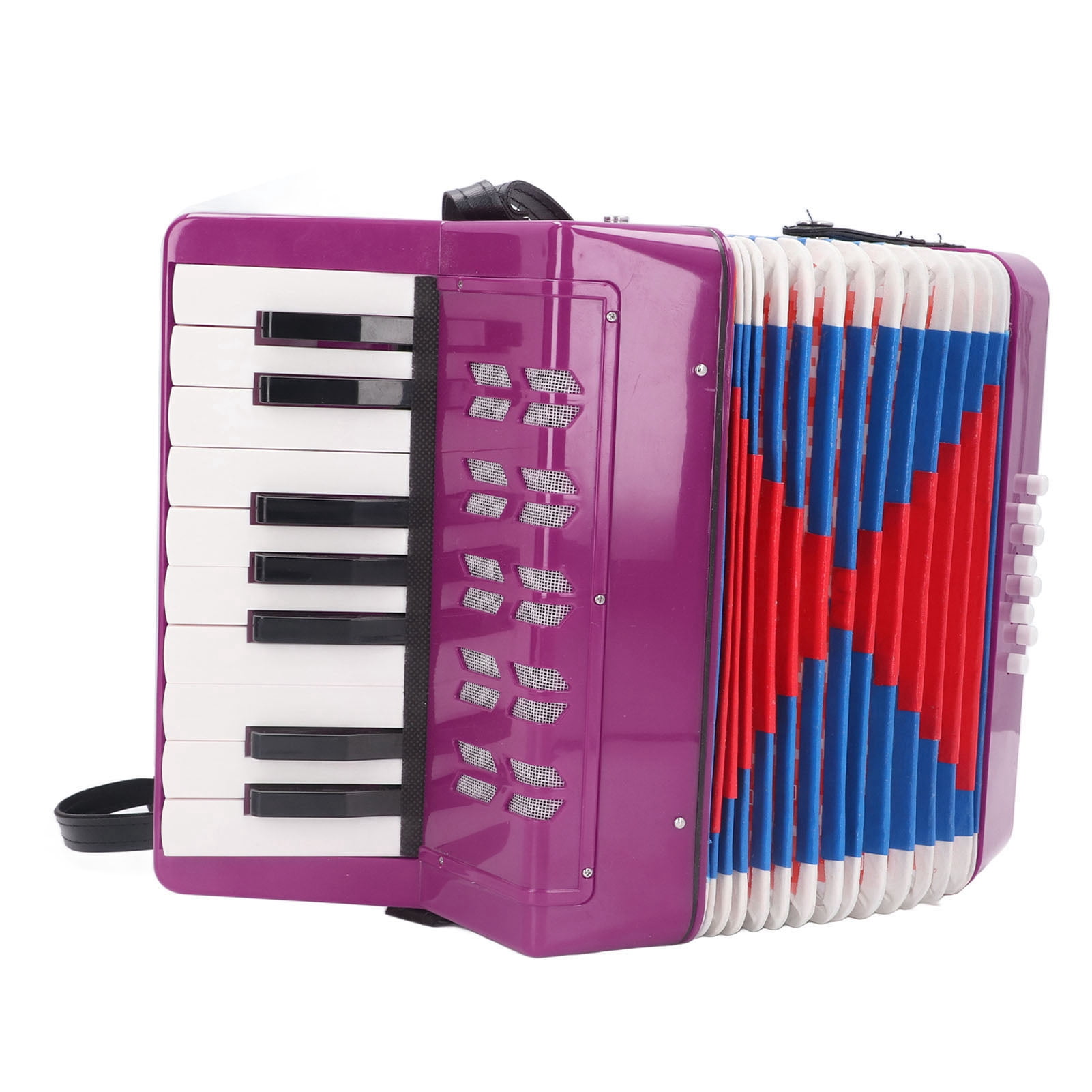 Piano Accordion 9.1 X 9.1 X 3.9 Inches Entry Level Piano Accordion ABS Plastic With Retractable Leather Strap 17 Keys 8 Bass Keys Entry Level Accordion Portable Accordion For Kids Beginners