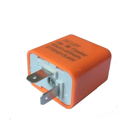 12V 2 Pin Speed Adjustable LED Indicator Flasher Turn Signal Light Relay Resistor Fix Hyper Control Flash for Motorcycle Orange