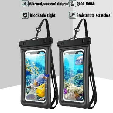 Waterproof Phone Pouch (2 Pack): Universal waterproof case for iPhone 13/12/11 Pro Max, XS Max, and Samsung Galaxy S10/S9. Underwater dry bag in black.