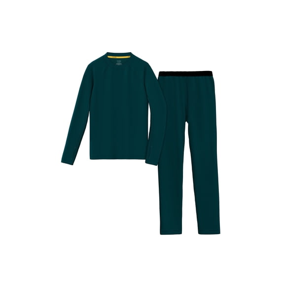 ClimateRight by Cuddl Duds Kids Unisex Warm Plush Warmth Thermal Base Layer 2 PC set, Sizes XS-XL