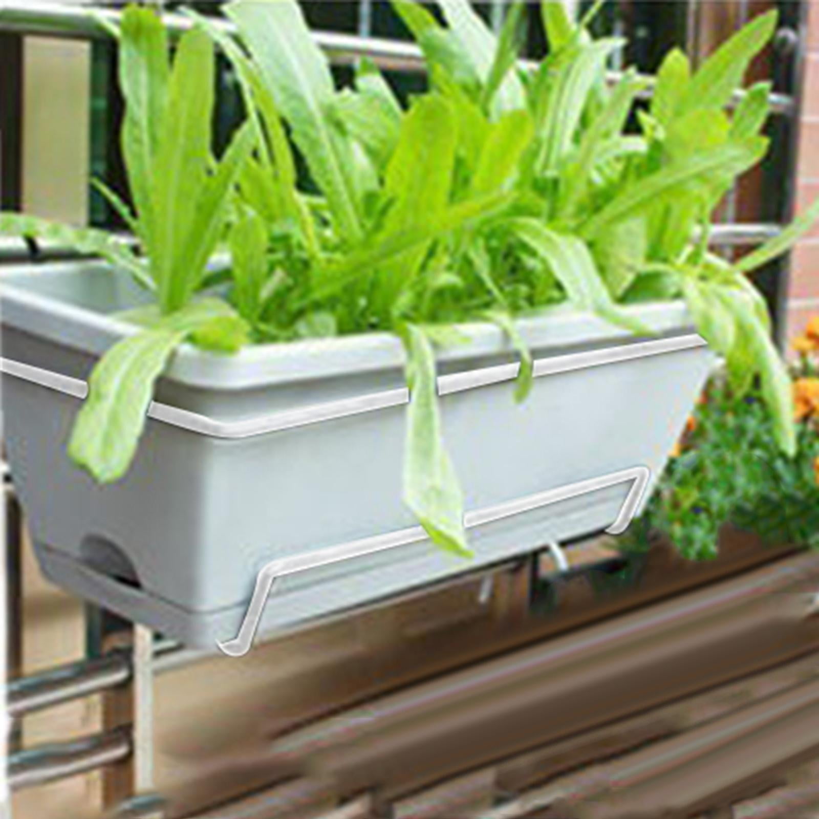 Railing Planter Pot, Window Box Planter, Detachable tray, Outdoor Wall Planter, Vegetable Flower Planter for Fence, Nursery Balcony Porch Light gray