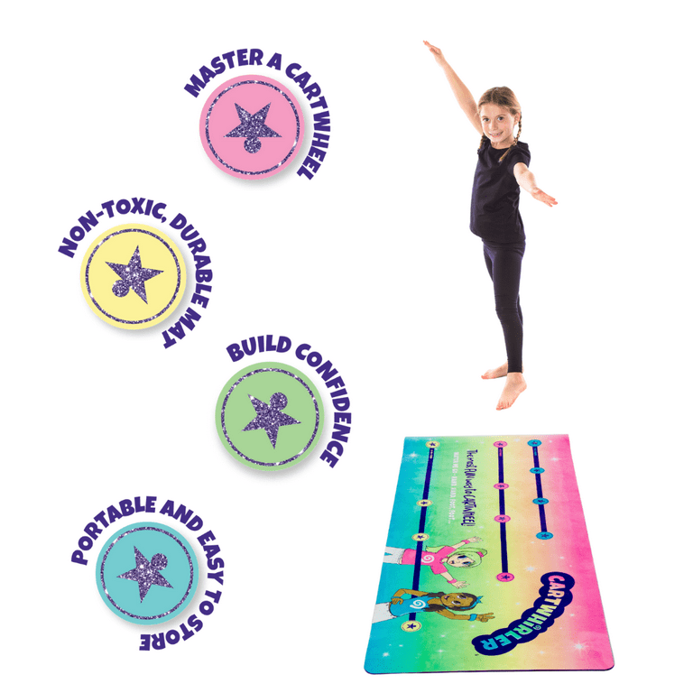 CARTWHIRLER Cartwheel Mat - Suede Top Gymnastics Mat, Yoga Mat, Dance Mat  and Pink Toy Mat for Ages 4-12+